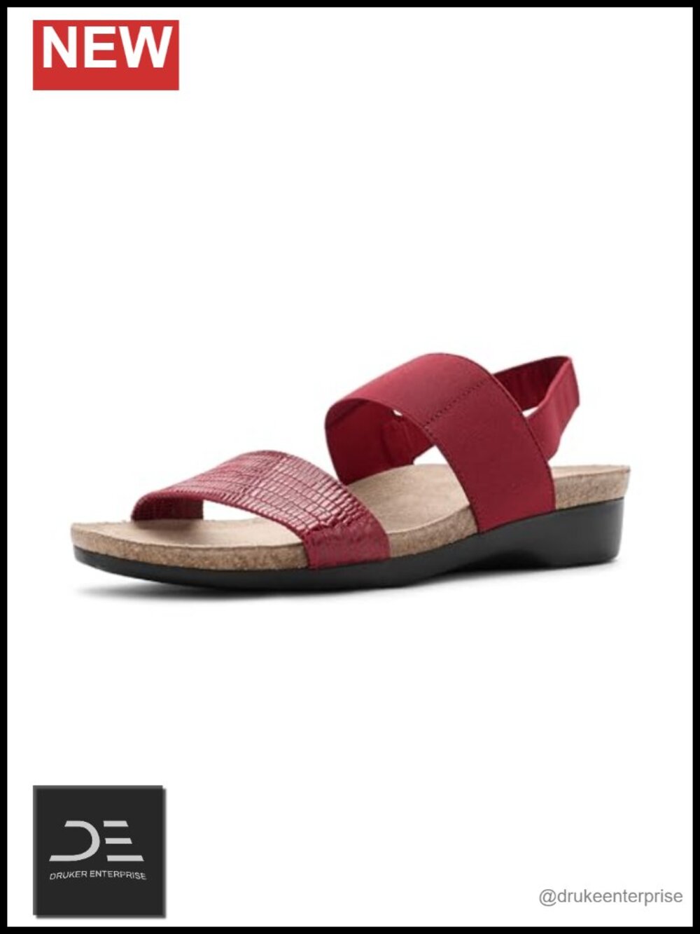 Casual Slingback Flat Sandals Leather Stretch Fabric Arch Support